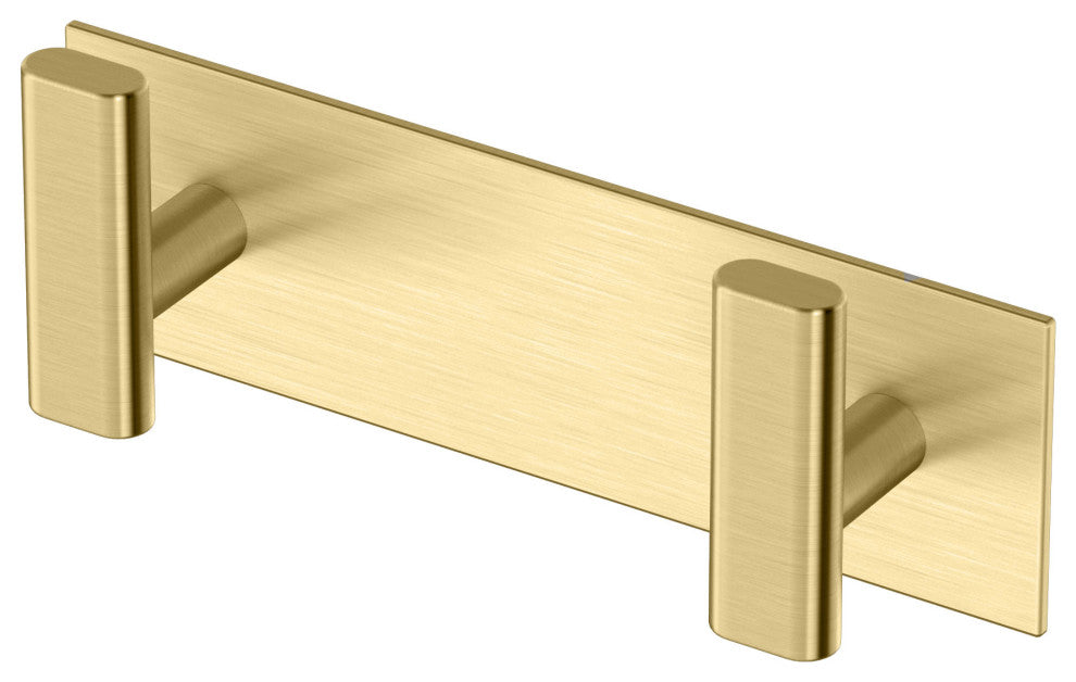 Elevate All Modern Decor Hook, Brushed Brass, Double