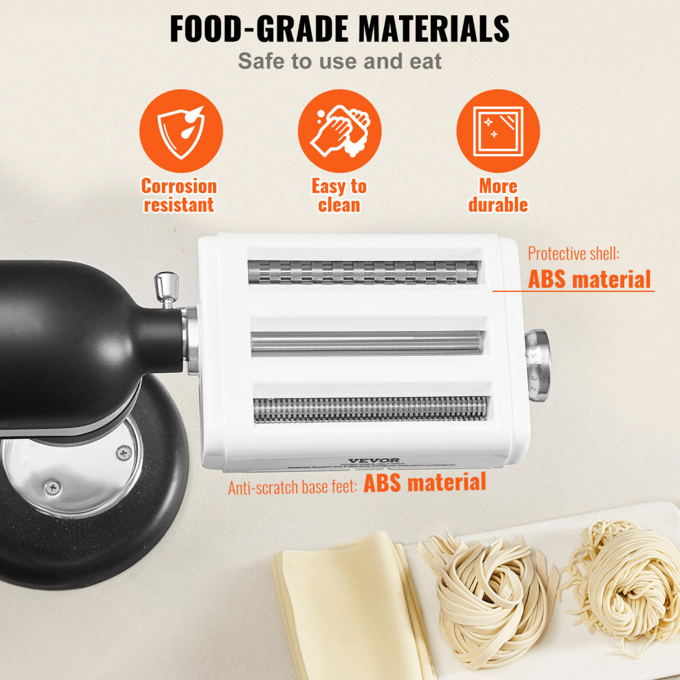 VEVOR 3-IN-1 Pasta Attachment for KitchenAid Stand Mixer Pasta Roller Cutter Set