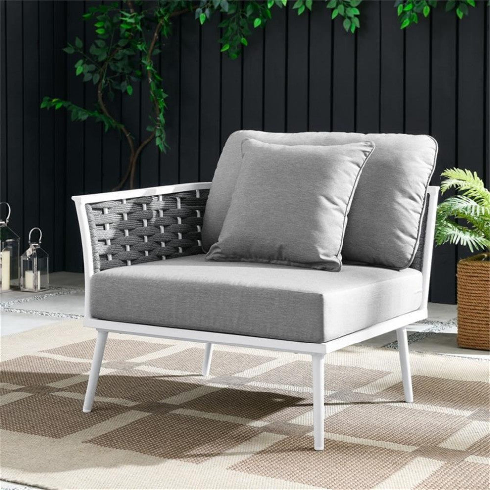 Stance Outdoor Patio Aluminum Left-Facing Armchair, White Gray