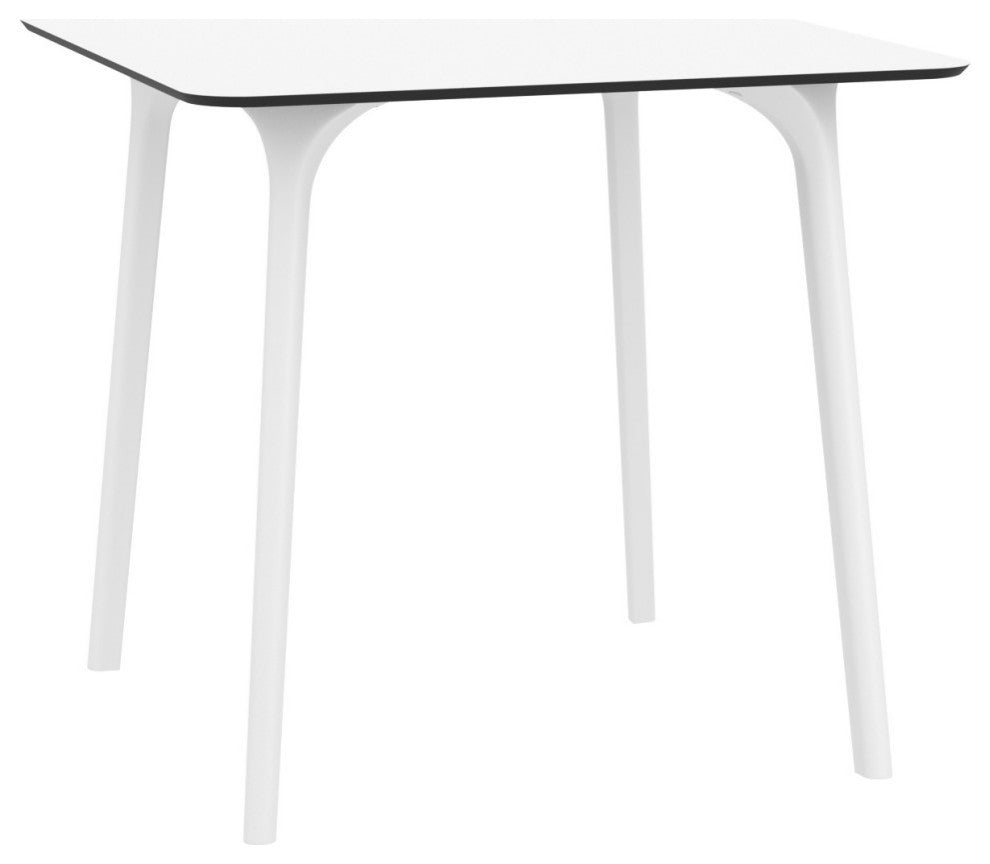 Air Maya Square Dining Set With White Table and 4 Dark Gray Chairs