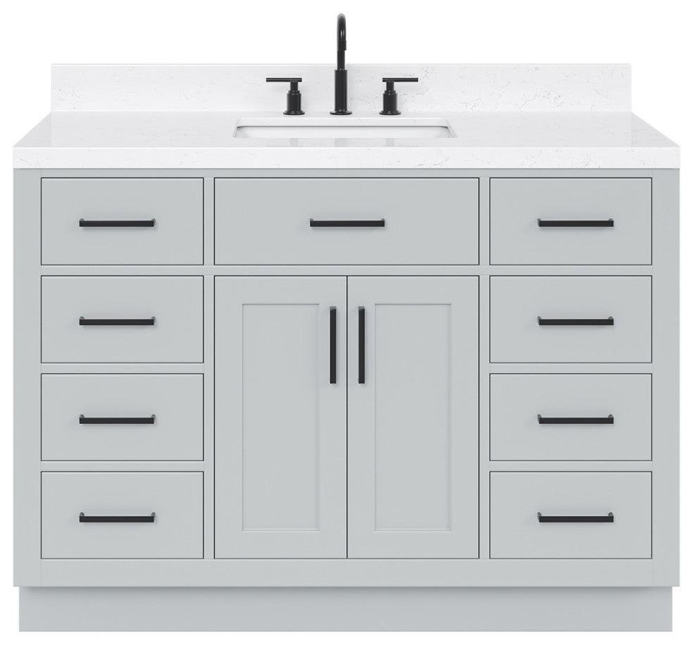 Ariel Hepburn 48" Single Rectangle Sink Vanity, Carrara Quartz