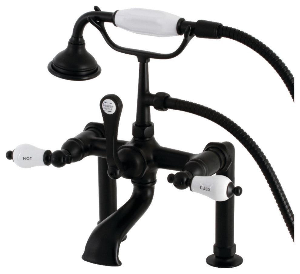AE107T0 Deck Mount Clawfoot Tub Faucet, Matte Black