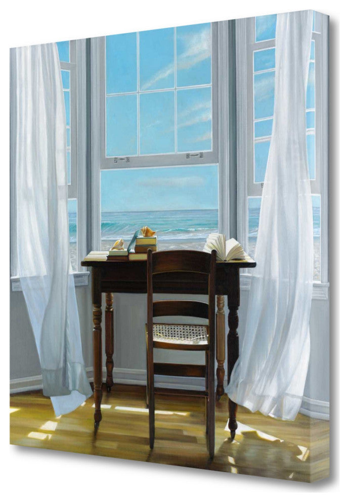35"Desk With Ocean View 4 Giclee Wrap Canvas Wall Art