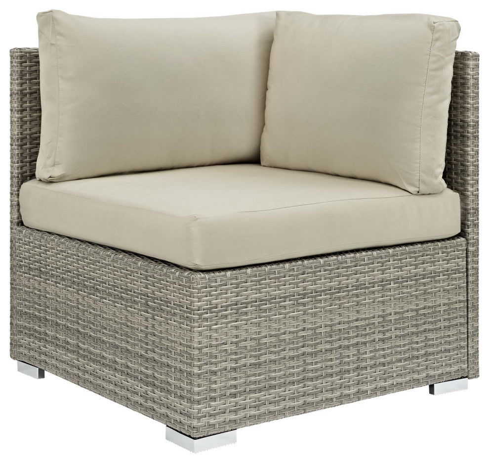 Repose 6-Piece Outdoor Patio Sunbrella Sectional Set Light Gray Beige