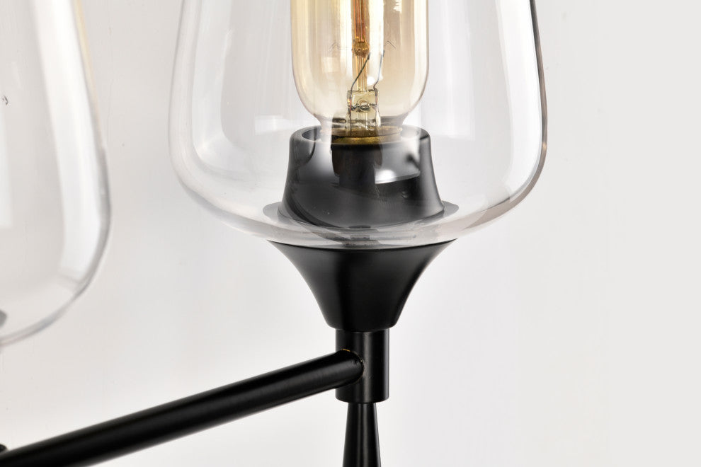 21 in. 3-Light Matte Black Vanity Light With Clear Wine Glass Shades