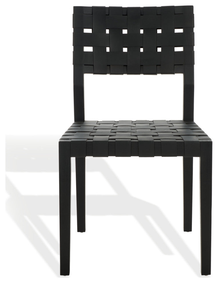 Safavieh Couture Bette Woven Leather Dining Chair, Black