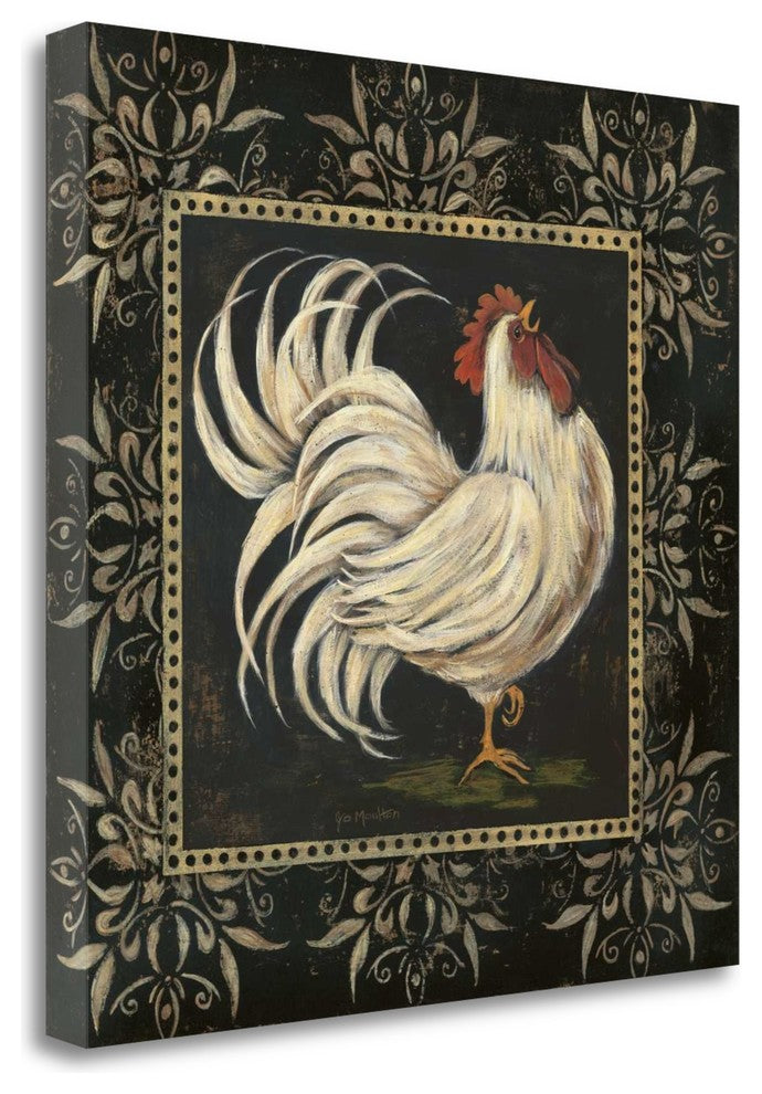 "Black And White Rooster I" By Jo Moulton, Giclee Print on Gallery Wrap Canvas