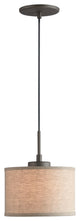 Ava 1-Light Mini Pendant, Bronze, Fabric/Beige