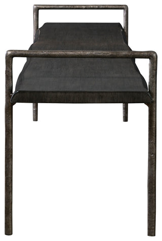 Uttermost Chandos Modern Iron and Wood Bench in Dark Gray/Silver