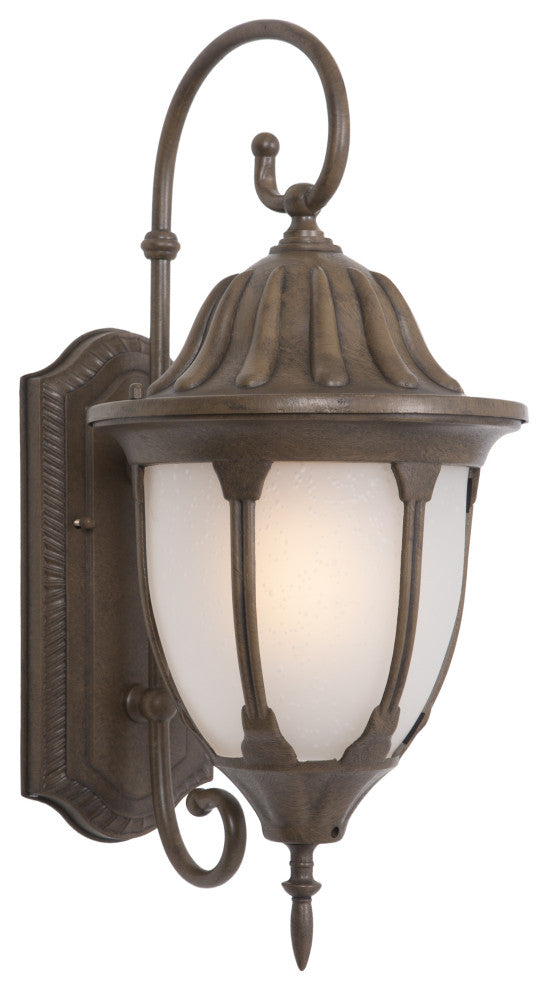 Fluorescent Exterior Sconce, Brown With Frosted Glass