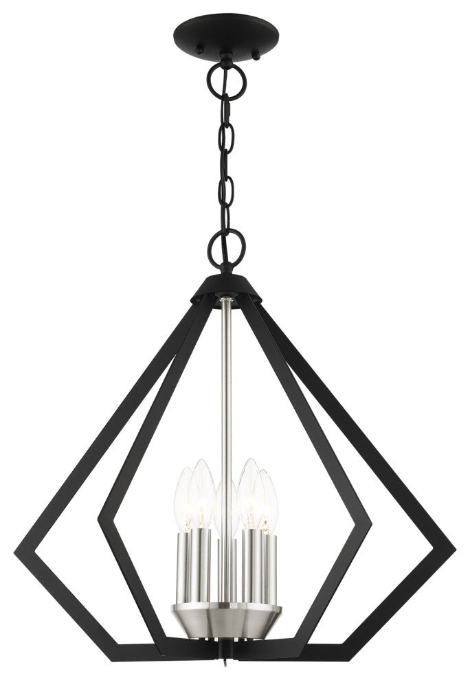 Livex Lighting Prism 5 Light Black With Brushed Nickel Cluster Chandelier