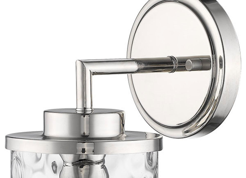 1 Light Bathroom Wall Sconce in Polished Nickel