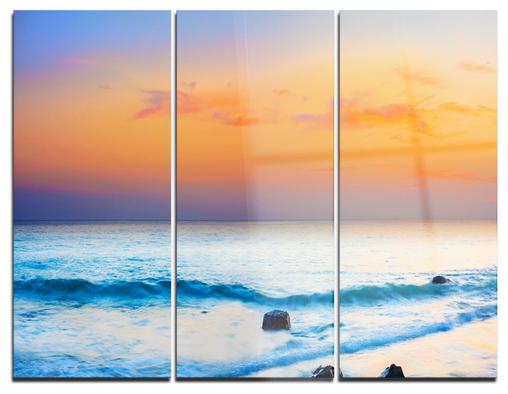 "Orange Sunset Panorama" Photo Metal Wall Art, 3 Panels, 36"x28"