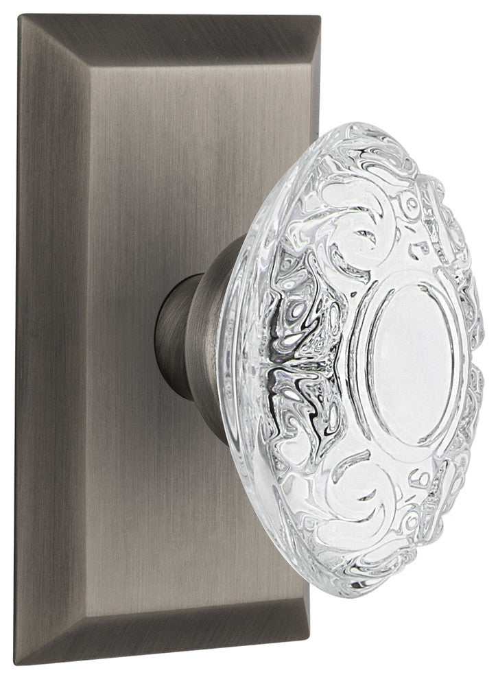 Studio Plate Double Dummy Crystal Victorian Knob, Antique Pewter, STUCVI