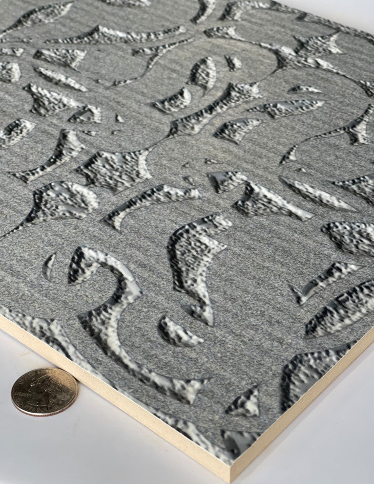 Floral 12'' x 24'' Ceramic Tile for Wall in Grey
