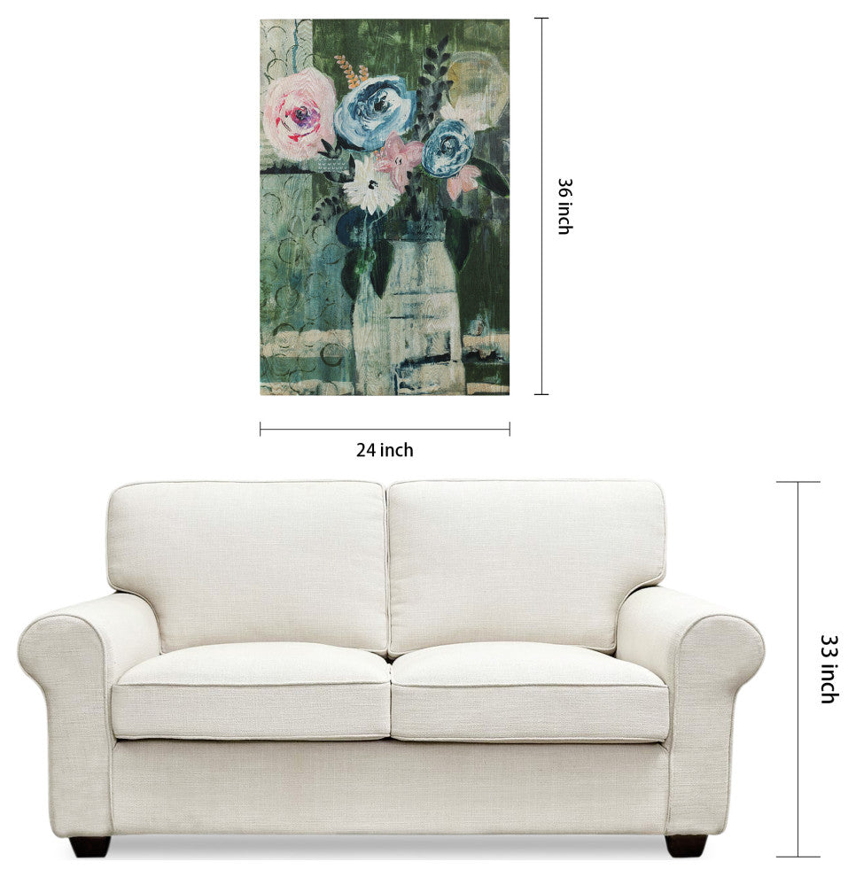 Modern Floral Circle Wall Art Fine Giclee Printed on Hand Finished Ash Wood
