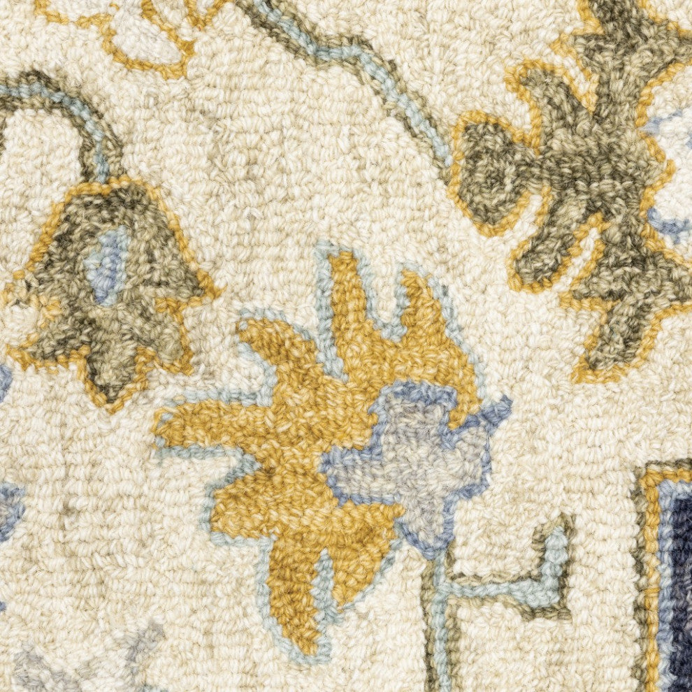3'X8' Blue And Ivory Bohemian Runner Rug
