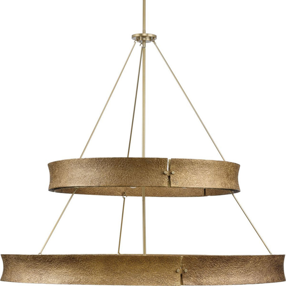 Lusail Collection Soft Gold Luxe Industrial Chandelier, 13-Light