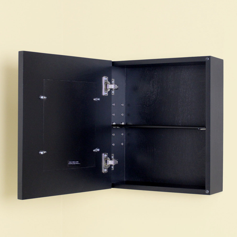 Compact Portrait Wall-Mount Picture Perfect Medicine Cabinets - 15-3/4"x13-3/4", Black