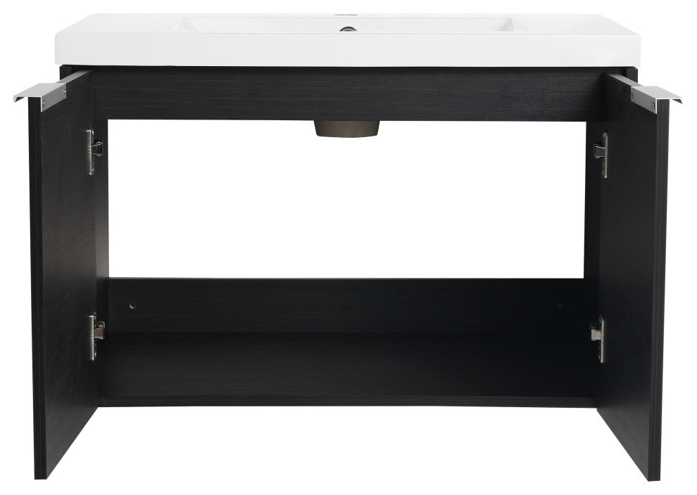 BNK Bathroom Vanity with Resin Sink, Modern Design with Soft Close Doors, Black Chestnut, 30"