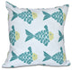 Fish Tales, Animal Print Pillow, Teal, 18"x18"