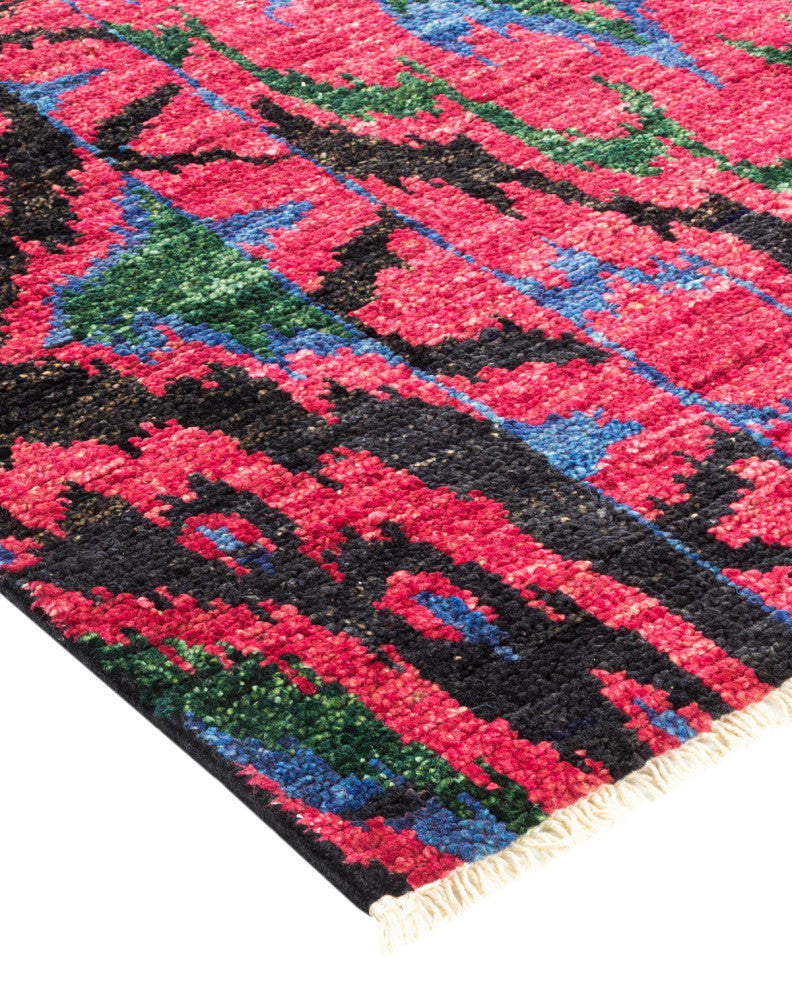 Modern, One-of-a-Kind Hand-Knotted Area Rug Black, 2'6"x8'8"