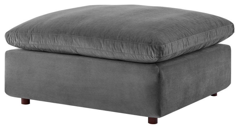 Accent Chair Ottoman, Velvet, Gray, Modern, Living Lounge Hotel Hospitality