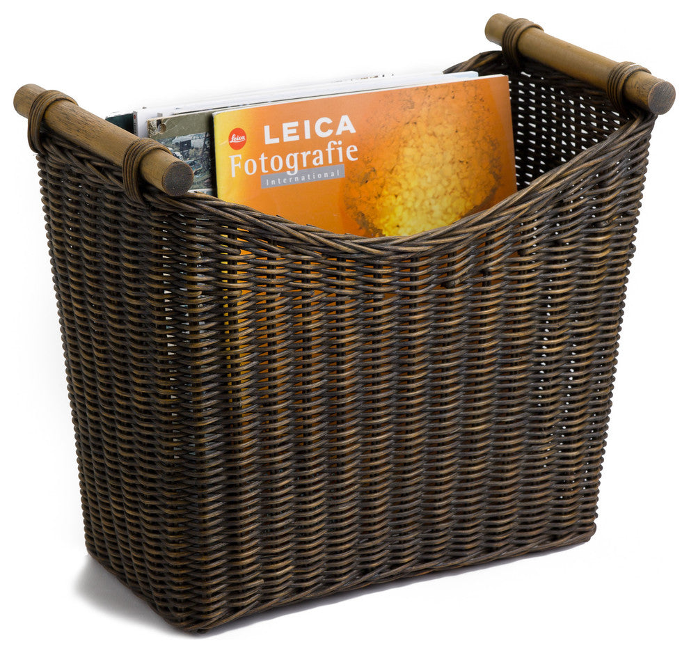Narrow Wicker Magazine Basket