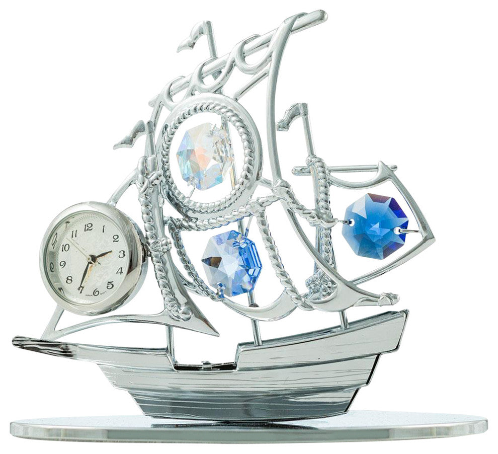 Chrome Plated Silver Sailboat Tabletop Ornament