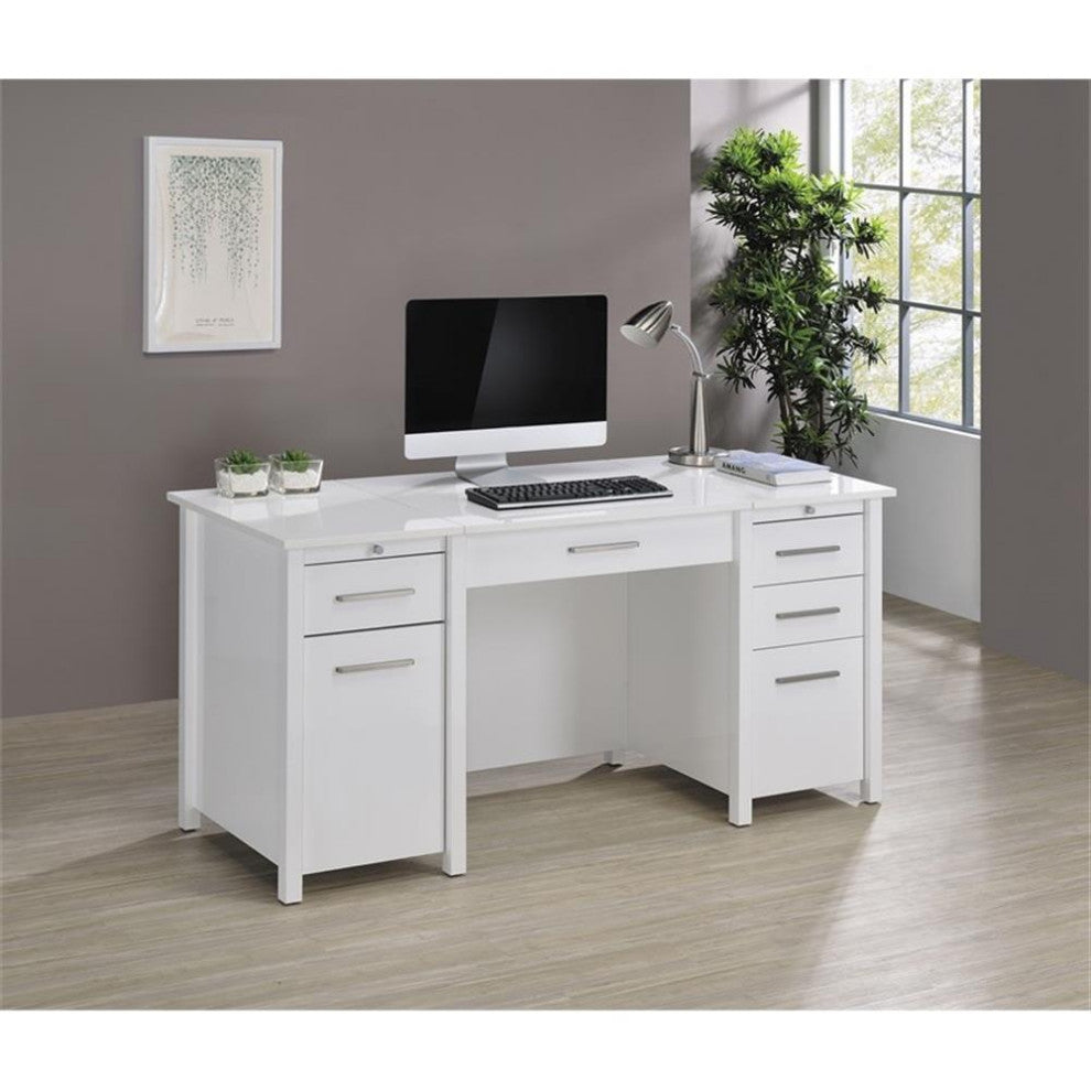 Coaster Dylan Contemporary Wood Lift Top Home Office Desk in White