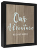 Our Adventure Begins Here 11x14 Black Framed Canvas