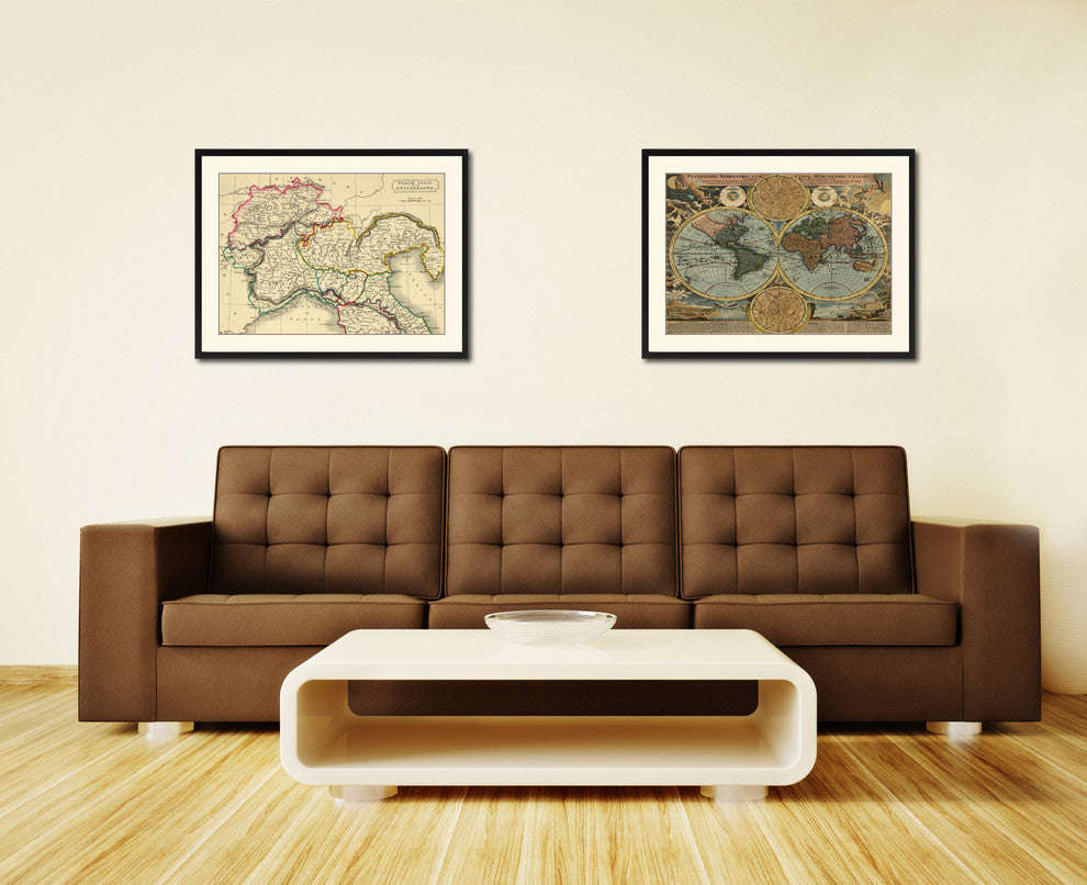 Northern Italy Vintage Antique Map Wall Art, 16"x21"