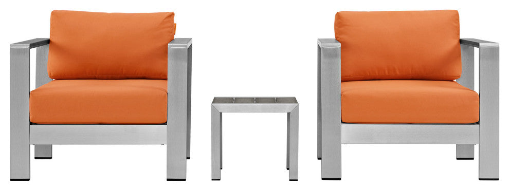 Silver Orange Shore 3-Piece Outdoor Patio Aluminum Set