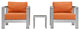 Silver Orange Shore 3-Piece Outdoor Patio Aluminum Set