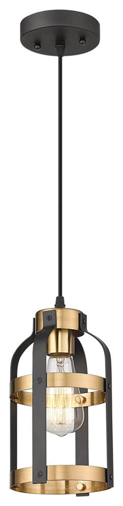 Metal Cage Mini Pendant Lighting Fixture Industrial Hanging Lamp With Black