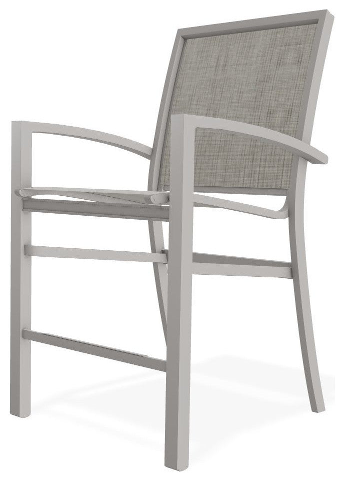 Kendall Sling Balcony Height Stackable Outdoor Stool, Smoke/Warm Gray