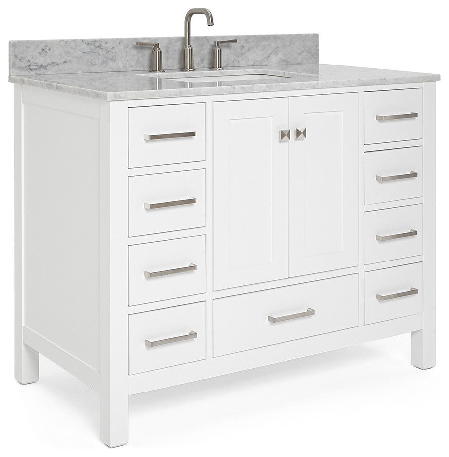 ARIEL Cambridge 43" Rectangle Sink Bath Vanity Carrara Marble