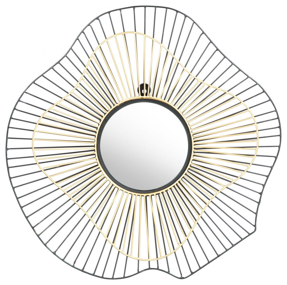 Black and Gold Contemporary Round Mirror
