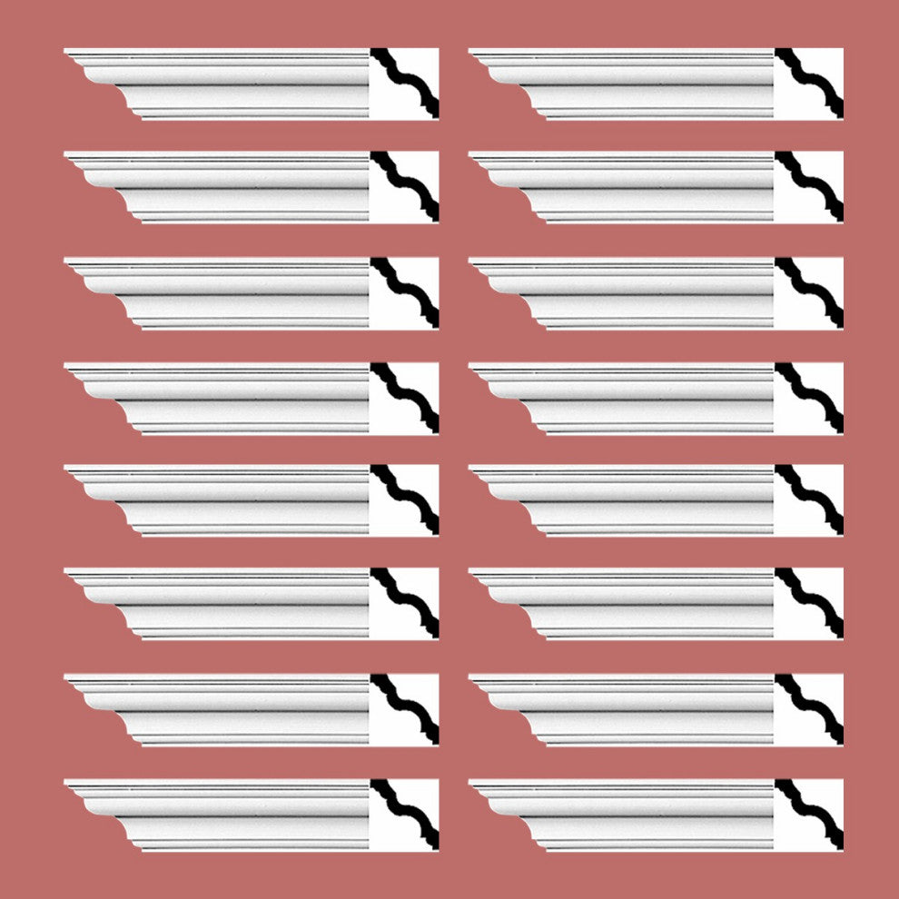Cornice White Urethane Hopewell Simple Design 16 Pieces Totaling 1536" Length