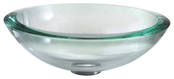 Clear 17" Glass Vessel 19mm thick Bathroom Sink, Chrome