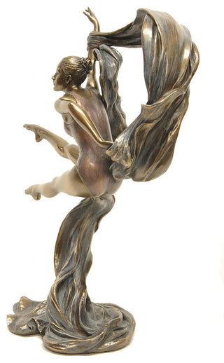 Mondern Female Dancer Jumping With Ribbon Statue