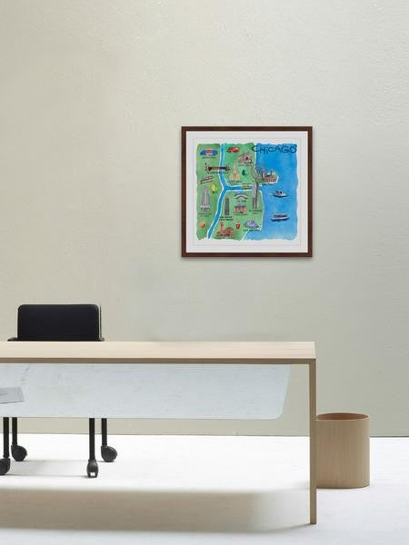 "Waterways of Chicago" Framed Painting Print, 32"x32"