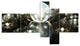 Golden Water Drops on Mirror, Abstract Canvas Art Print, 60"x32", 5 panels