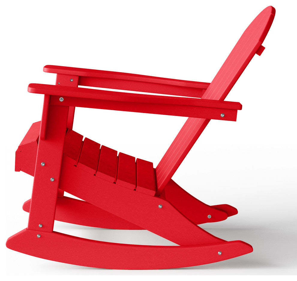 WestinTrends Outdoor Patio Adirondack Rocking Chair Lounger, Porch Rocker, Red