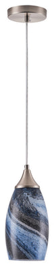 Modern Marble Art Glass Pendant Light With Brushed Nickel Finished, Blue