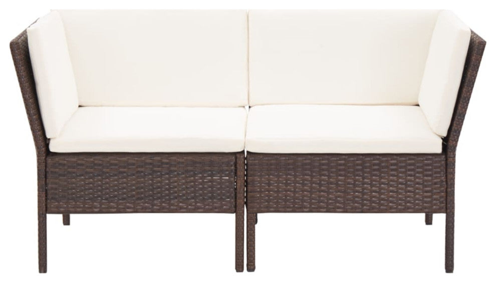 vidaXL 6-Piece Garden Lounge Set With Cushions Poly Rattan Brown