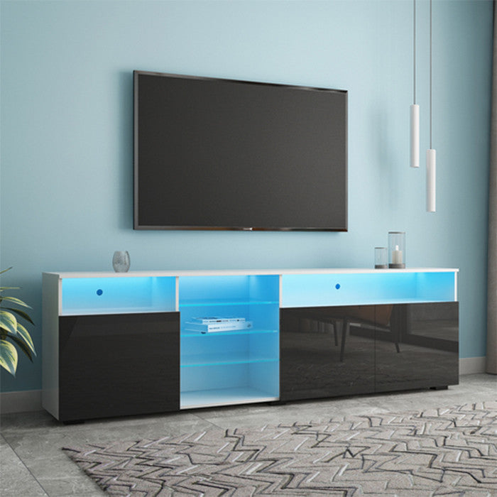 Modern TV Stand with LEDs Black MDF TV cabinet