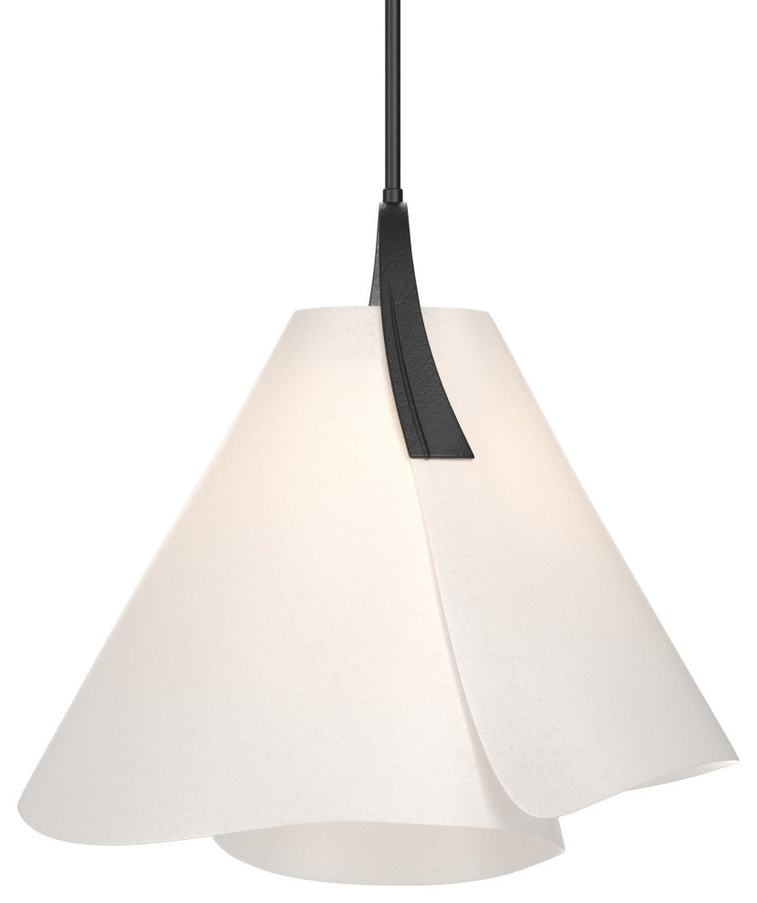 Mobius Small Pendant, Black Finish, Spun Frost Shade, Standard Overall Height