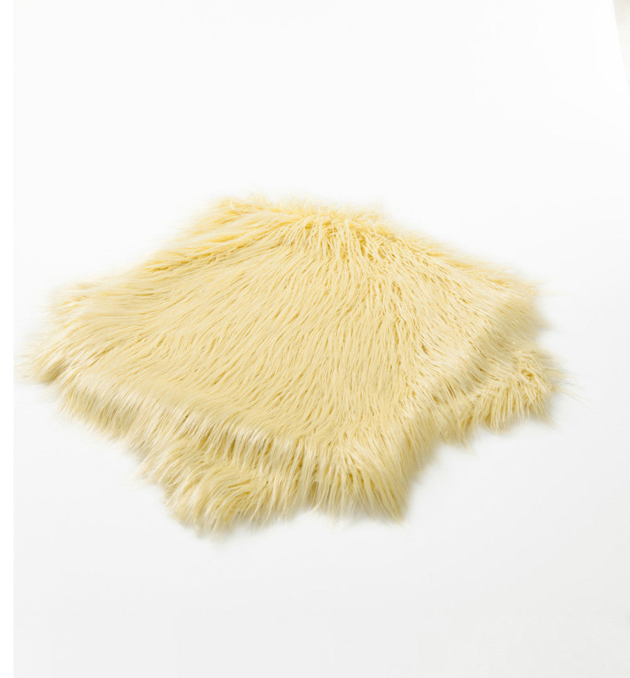 Mongolian Faux Fur Pillow Shell Set, Pineapple Slice, 20"x20"