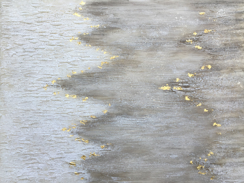 Hand -painted "Abstract Gold Beach" Canvas wall Art, Modern coastal art